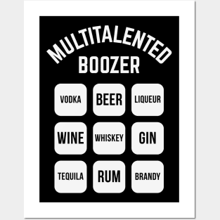 Multitalented Boozer (Drinking Alcohol / White) Posters and Art